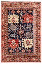 handmade Traditional Kafkaz Blue Rust Hand Knotted RECTANGLE 100% WOOL area rug 5 x 7